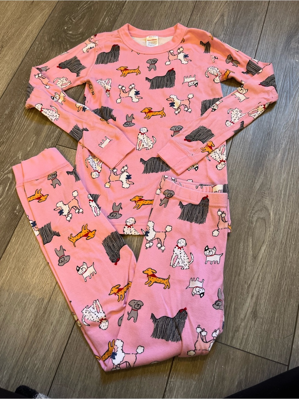 Hanna Andersson Dog Print Girls Long John PJs 100% Organic Cotton Size 10